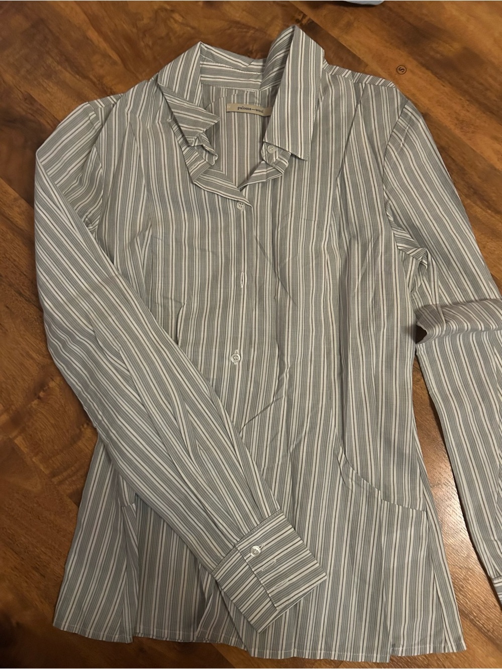 Paloma Wool Striped Button-Front Shirt in Light Gray and White